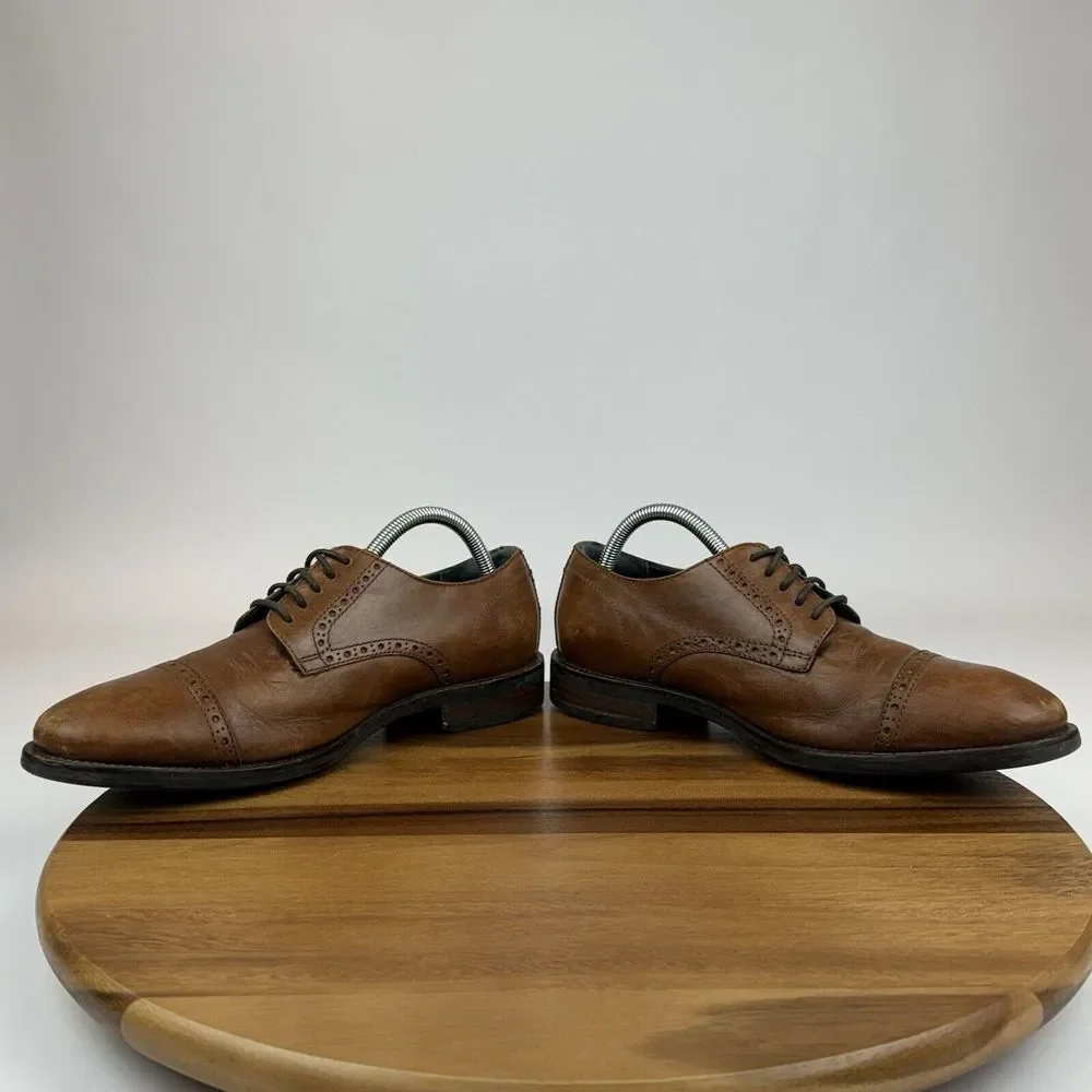 Mens Cole Haan Grand Os Brown Leather‎ Eyelet Cap Toe Oxfords Shoes Size 8 M